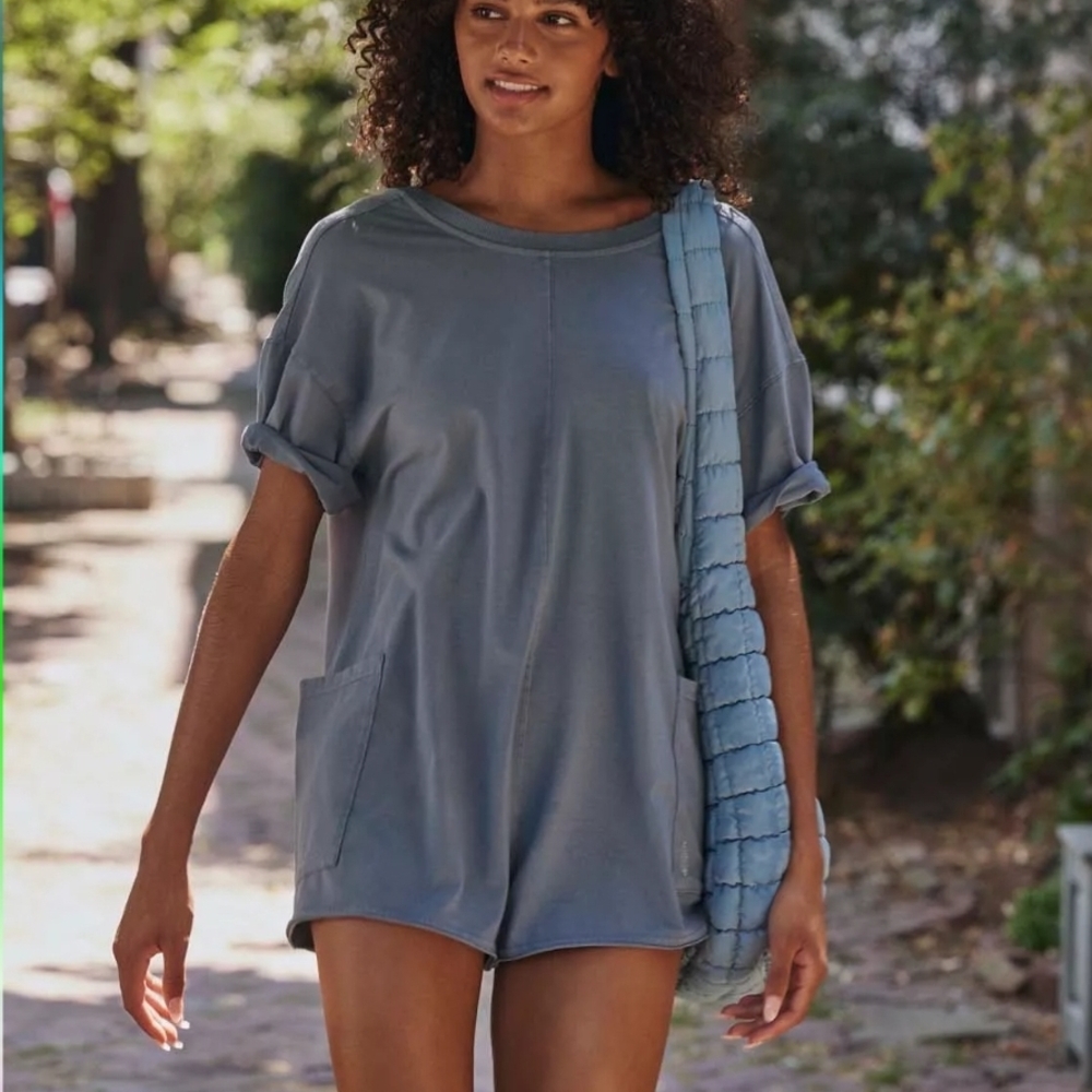 Free People Movement TEE ROMPER XS Steel